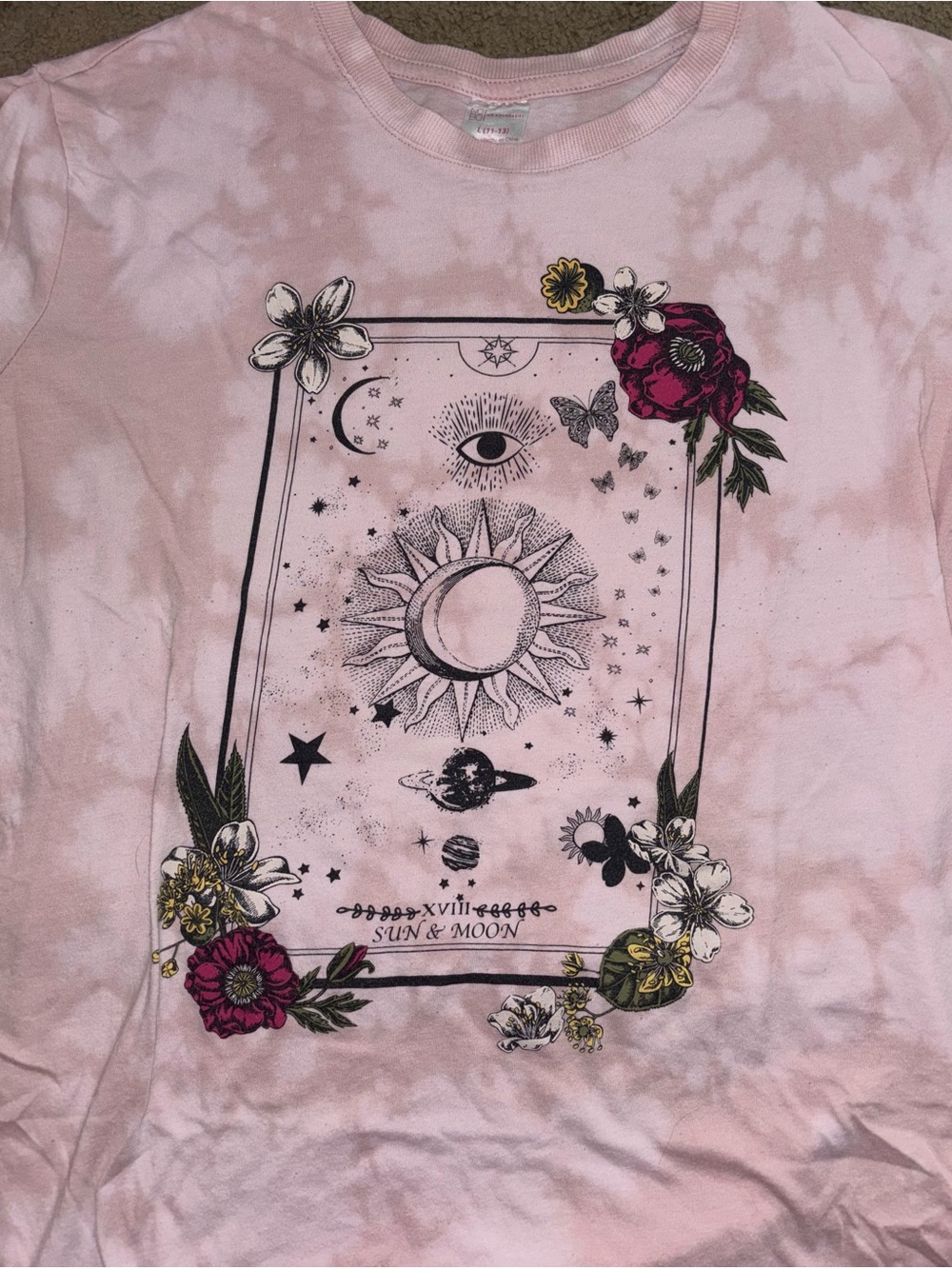 No Boundaries Pink Sun & Moon Floral Graphic Tee